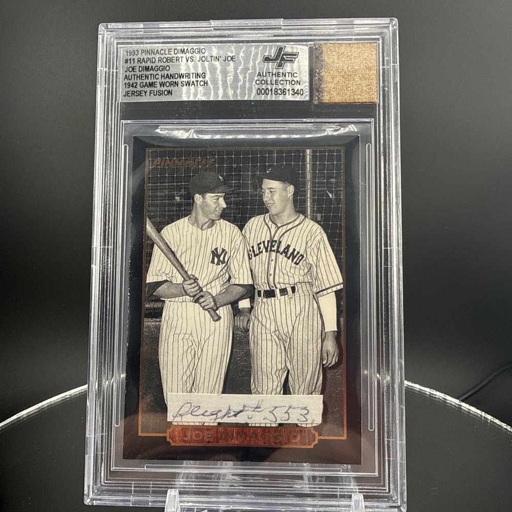 1942 Game Worn Jersey- Pinnacle 1993 Dimaggio Rookie All-Star #6 BGS Auth